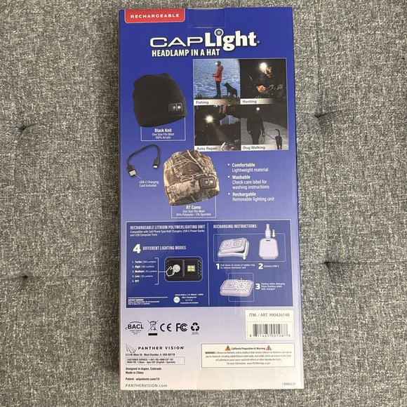 Realtree Camouflage/Black  Cap with LED Light - Picture 2 of 3